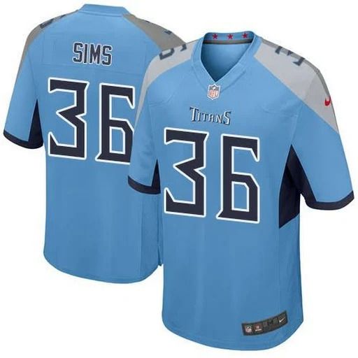 Men Tennessee Titans 36 LeShaun Sims Nike Light Blue Game NFL Jersey